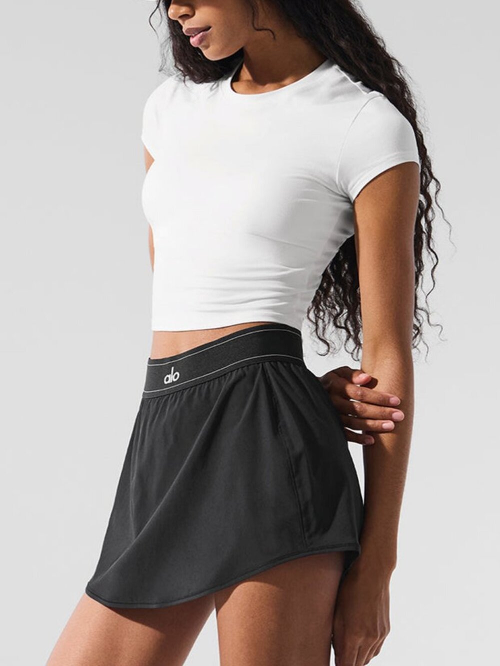 Alo Yoga Alosoft crop finesse short sleeve top white women's size XS
